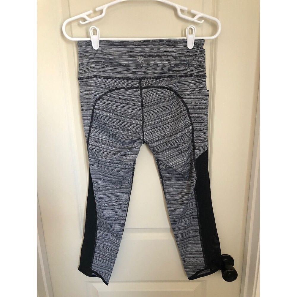Athleta Sz Medium High Rise Jacquard Chaturanga Town Tight Black Mesh Panel - Picture 2 of 4